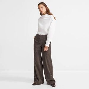 Theory Wide-Leg Wool Houndstooth Trousers